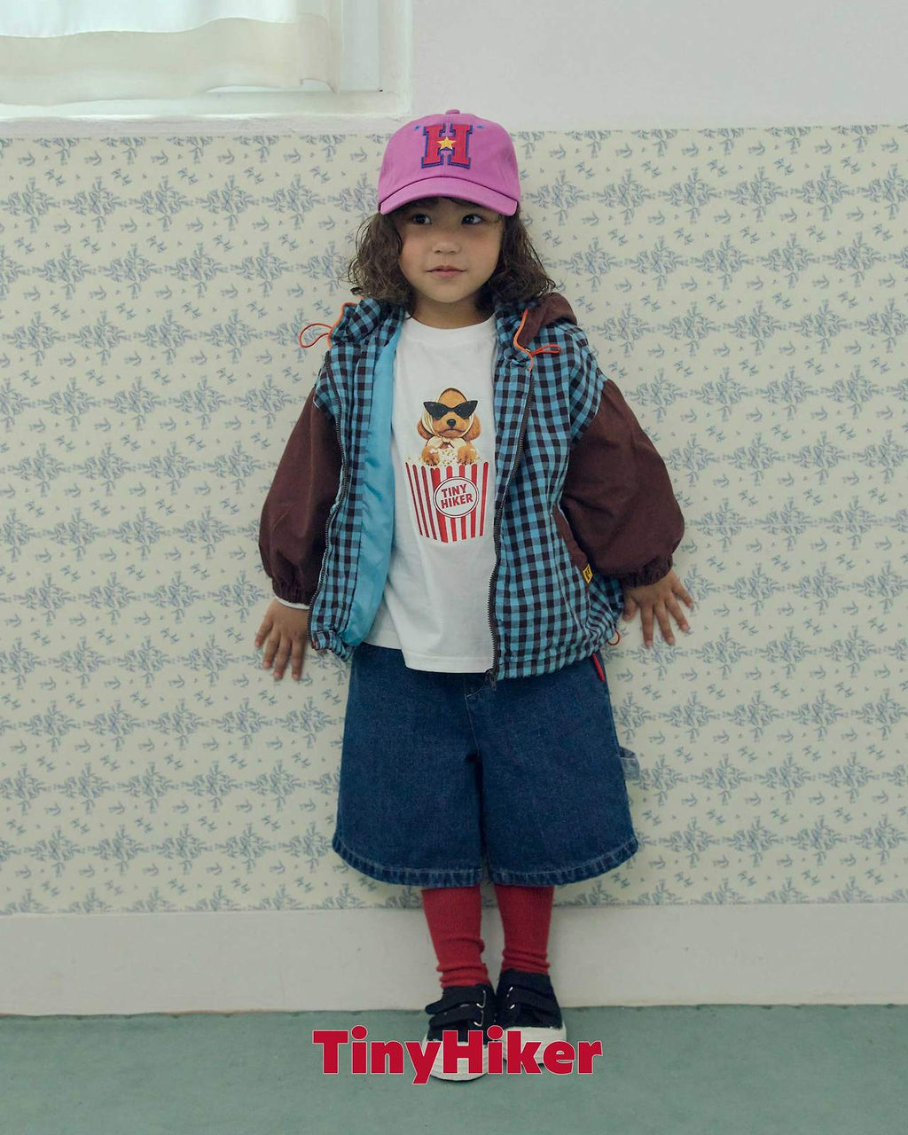Tiny Hiker Bbosik Check Hooded Jumper