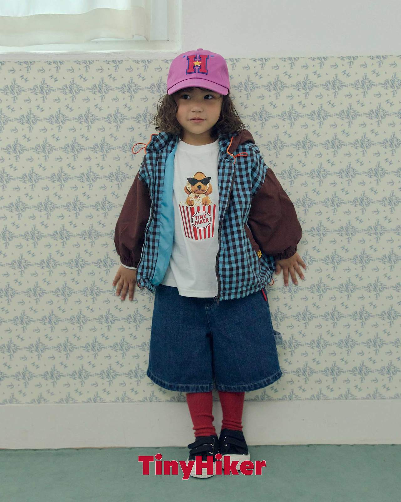 Tiny Hiker Bbosik Check Hooded Jumper