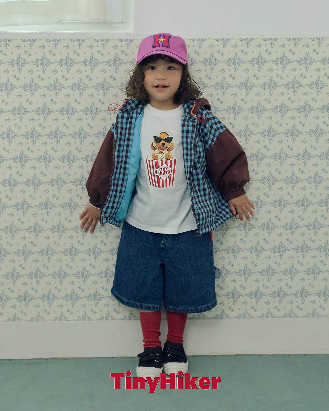 Tiny Hiker Bbosik Check Hooded Jumper