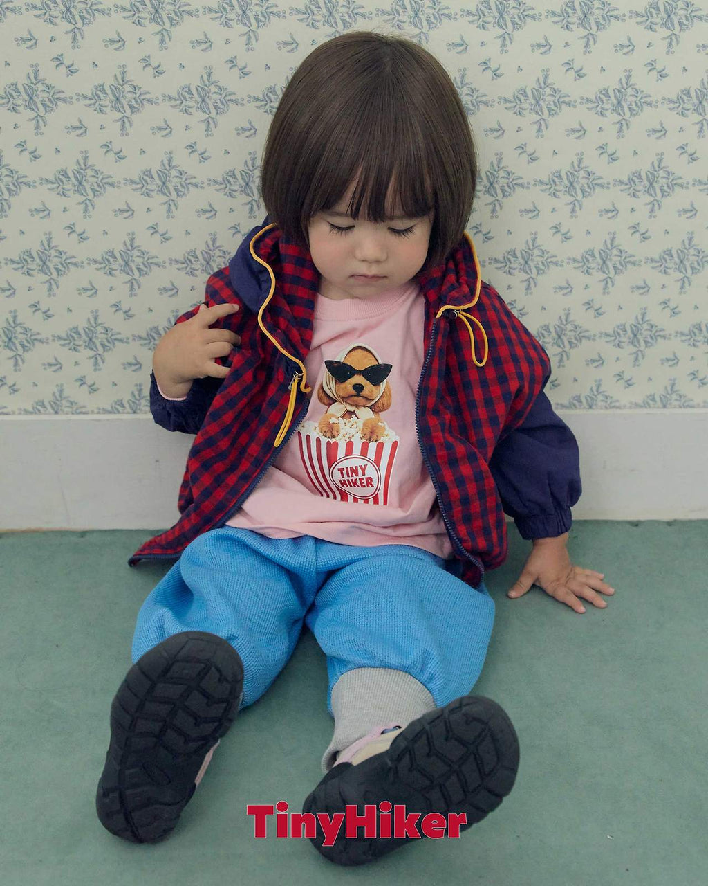 Tiny Hiker Bbosik Check Hooded Jumper