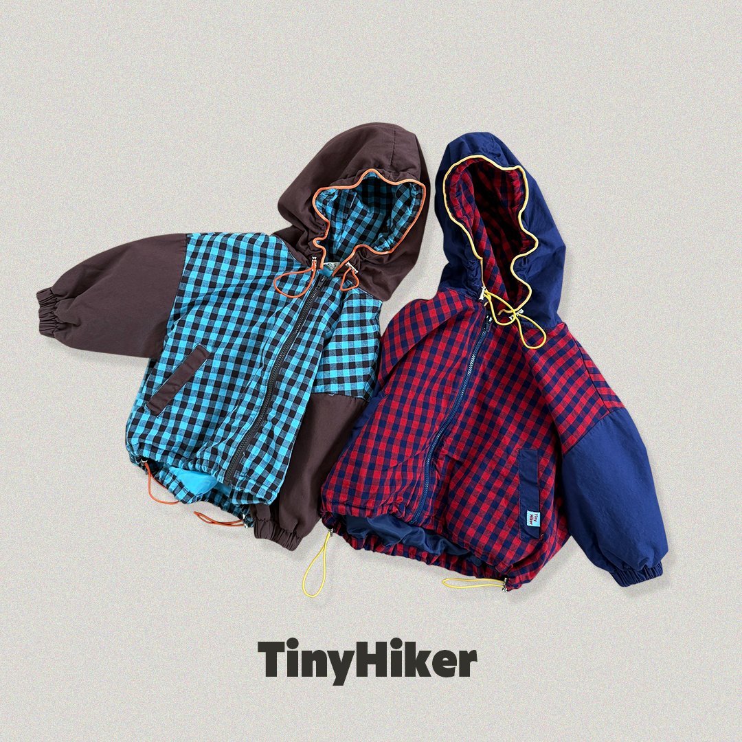 Tiny Hiker Bbosik Check Hooded Jumper