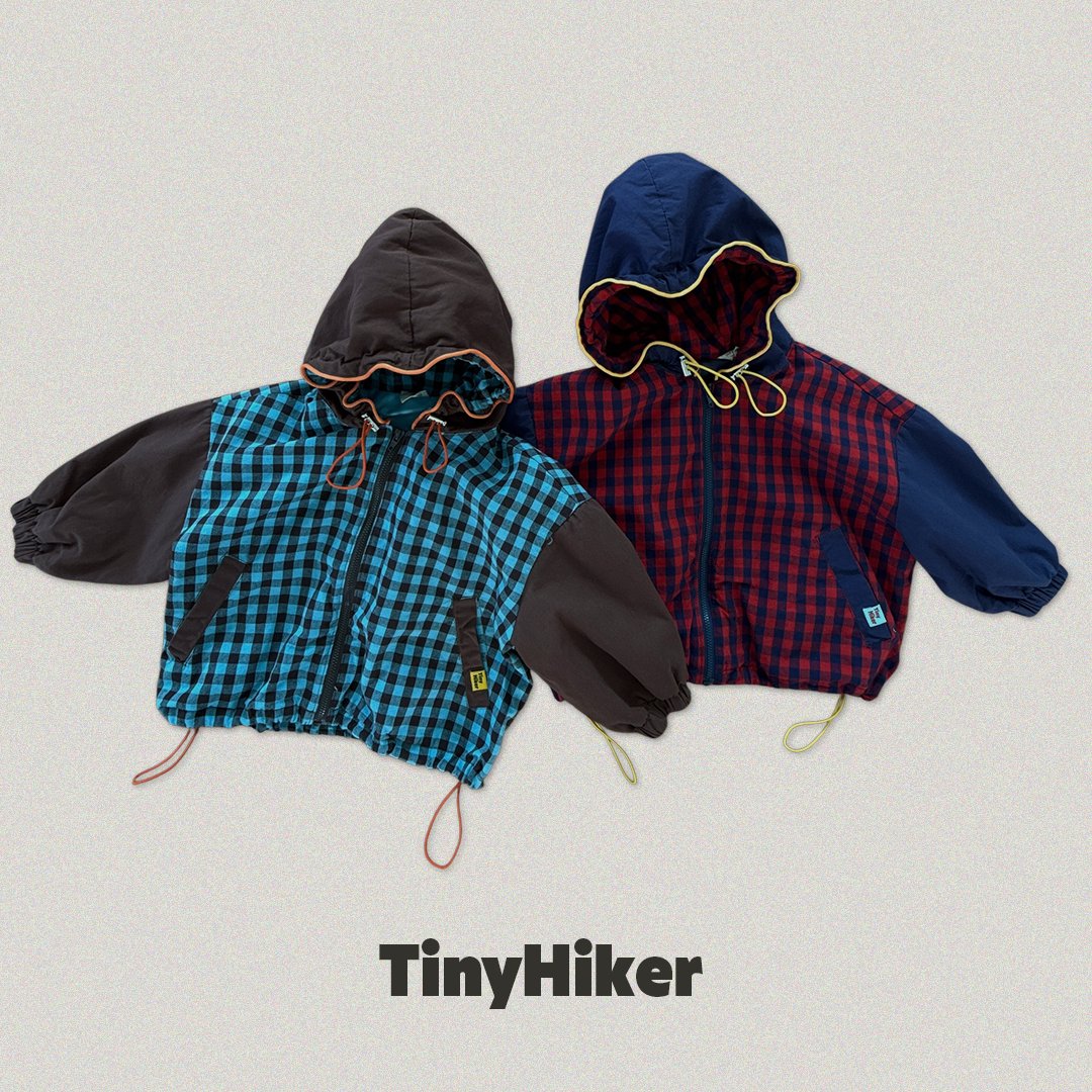 Tiny Hiker Bbosik Check Hooded Jumper